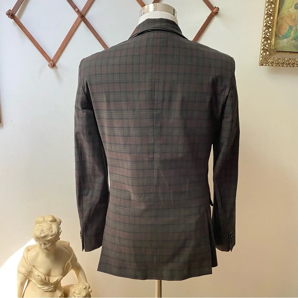 John Varvatos Soho Fit Checkered Plaid Blazer